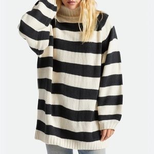 Brixton “Evermore” cream and black striped oversized turtleneck sweater